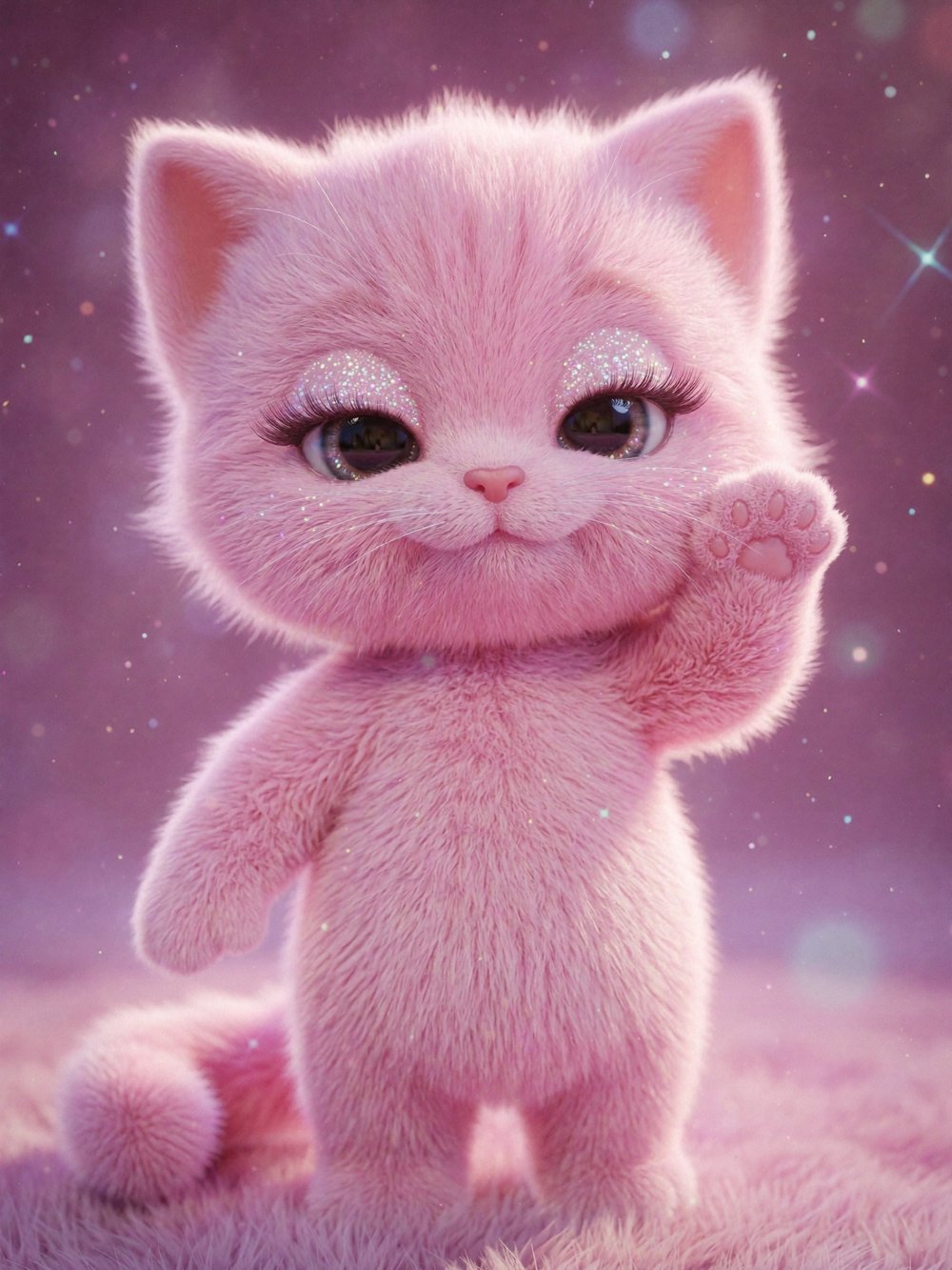 Candy the pink kitten standing